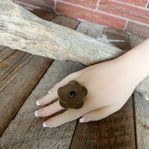 Handmade Flower Leather Ring
